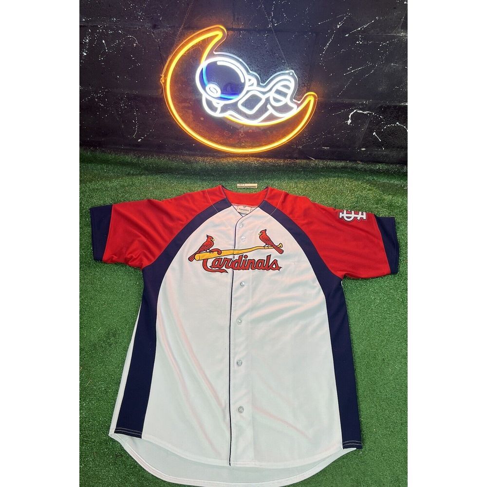 Fanatics St Louis Cardinals Jersey Mens XLT White Button Up Baseball Shirt Team